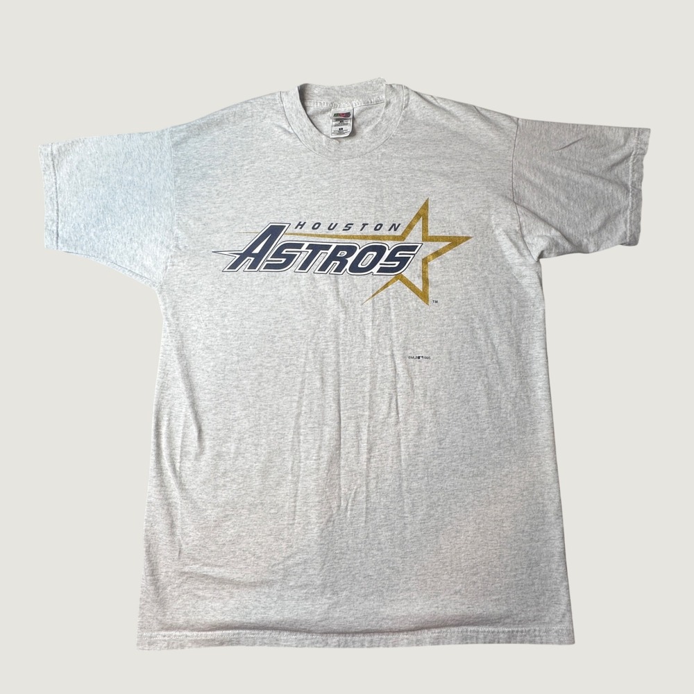 Vintage Houston Astros T Shirt Mens XL Gray MLB Baseball Fruit of the Loom 1995